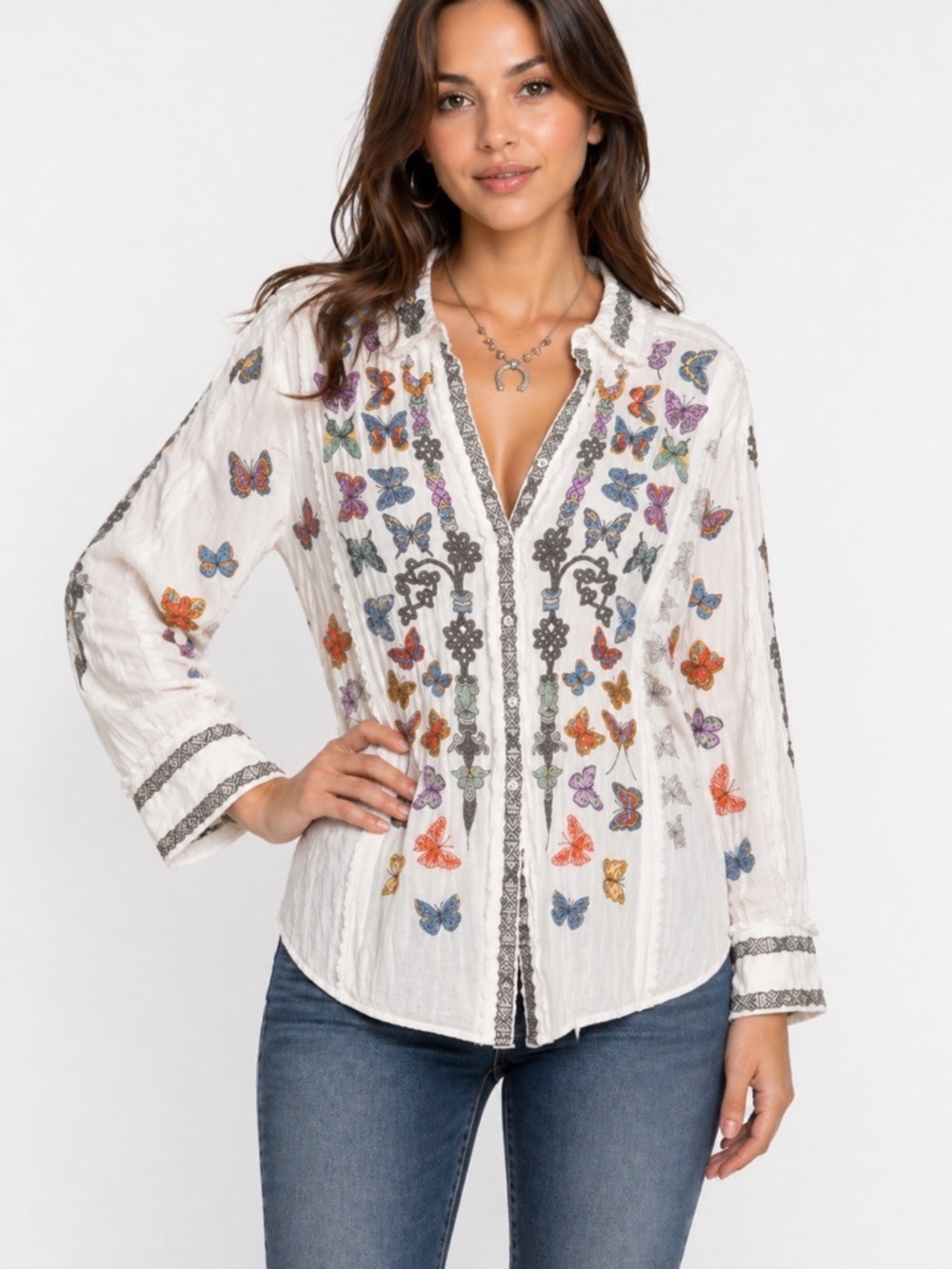Johnny Was heavily embroidered TALIA TUNIC NWT